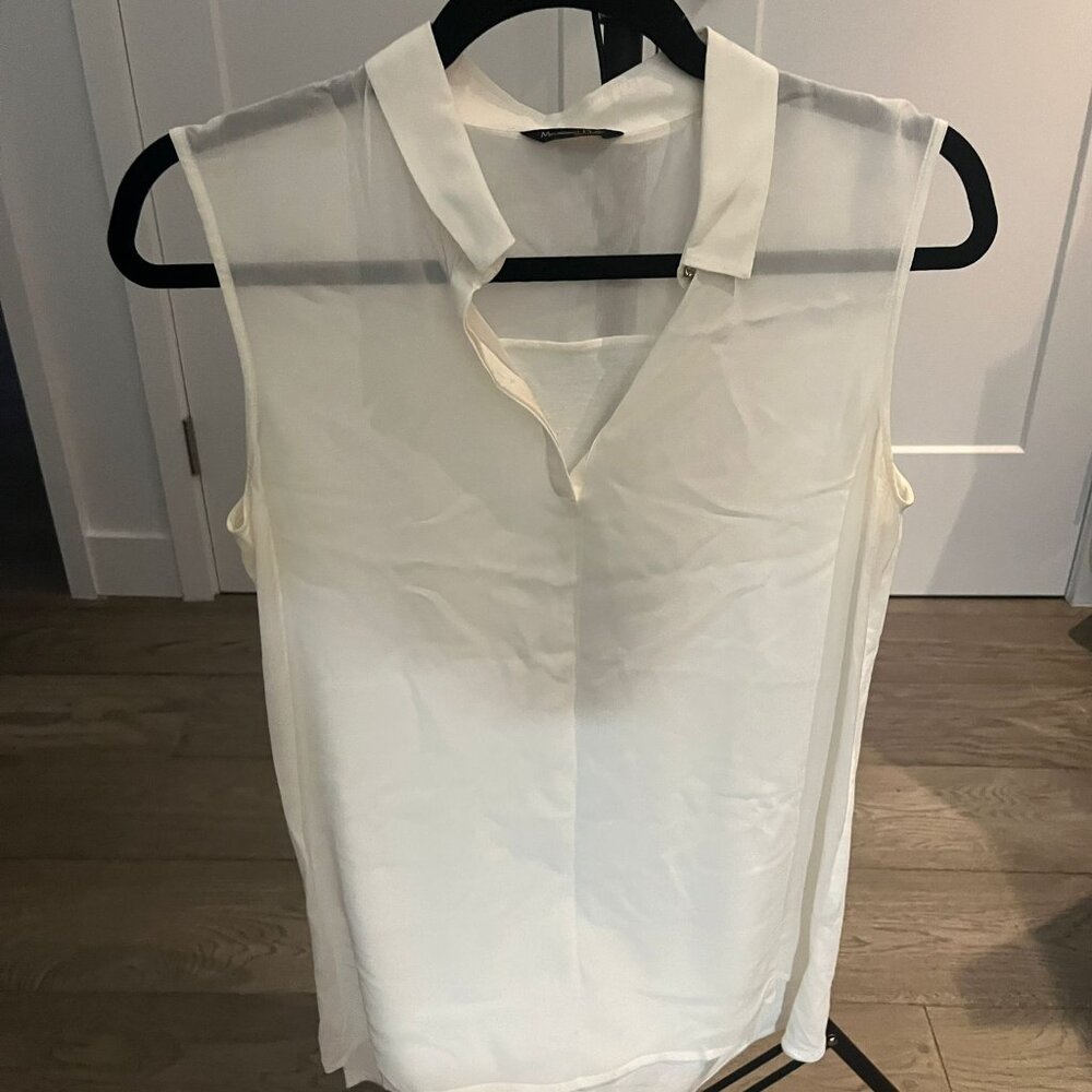 Massimo Dutti XS White Sleeveless Blouse